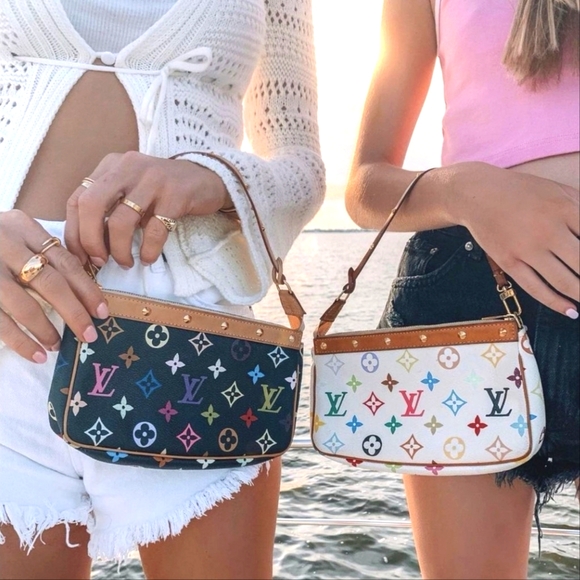 💎 Louis Vuitton Black Takashi Murakami Multicolor Monogram Pochette Bag - Picture 3 of 17